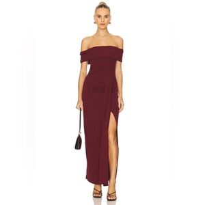 Revolve x Line & Dot Mazzy Knit Dress in Burgundy Size Medium Prom Wedding Guest